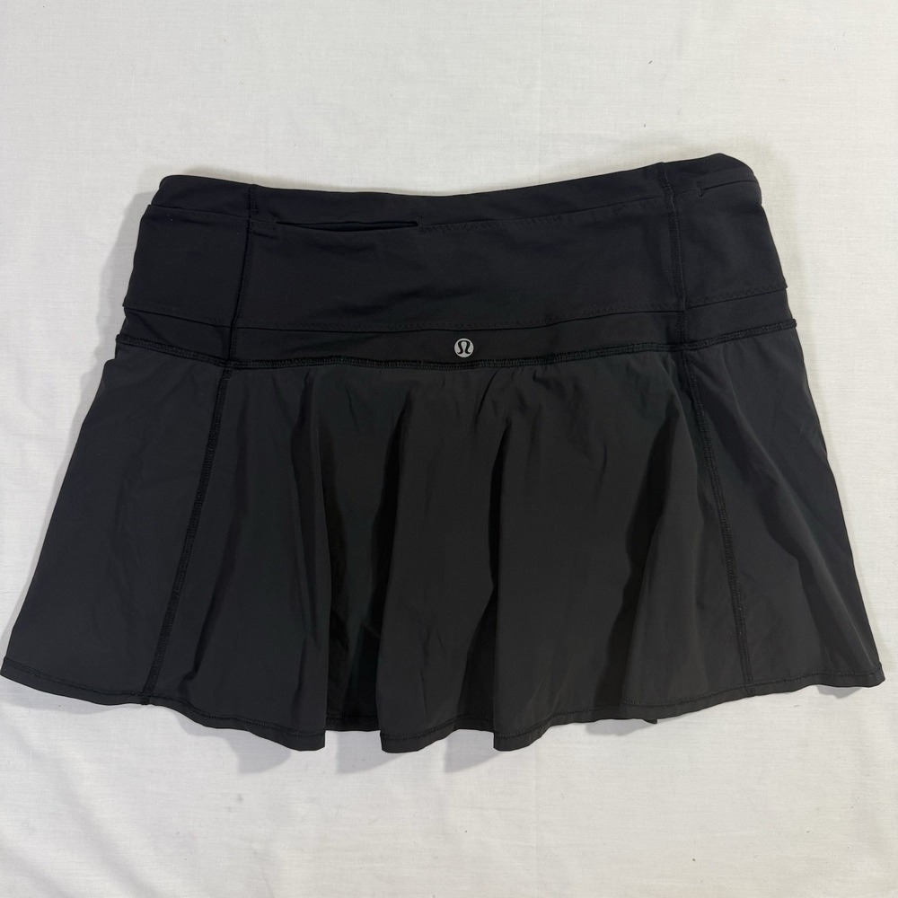 Lululemon Skirt Skort Womens Sz 10 Black Athletic Running Tennis Built In Shorts